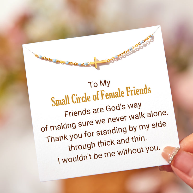 For Female Friends Cross Bracelet With Blue Beads