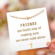 Cross Bracelet With Blue Beads