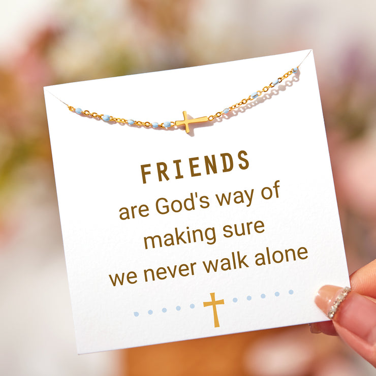 Cross Bracelet With Blue Beads