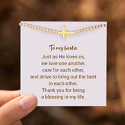 To My Bestie Crystal Band Cross Bracelet