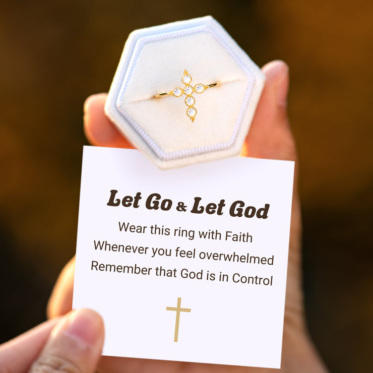 Six-Stone Golden Cross Ring