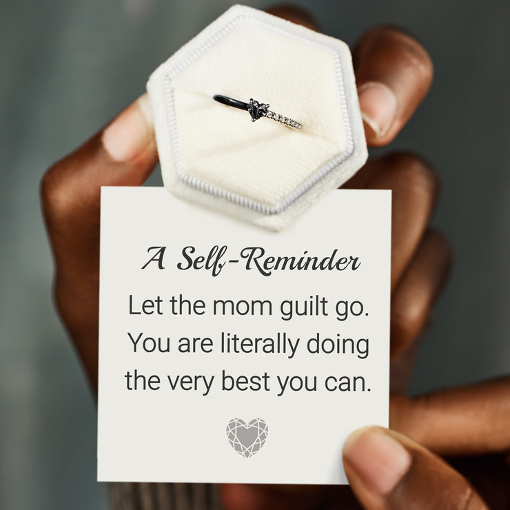 Let The Mom Guilt Go Black Heart-Cut Half Enamel Ring