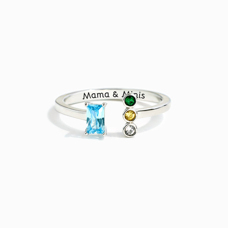 Mom And 1-5 Kids Birthstone Ring