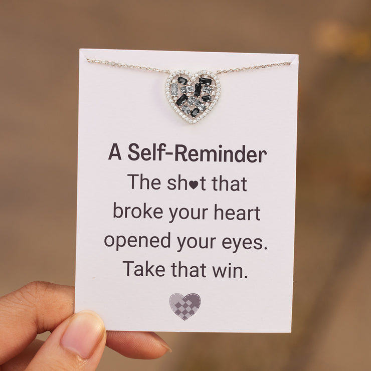 Take That Win Broken Pieces Black Heart-Shaped Necklace