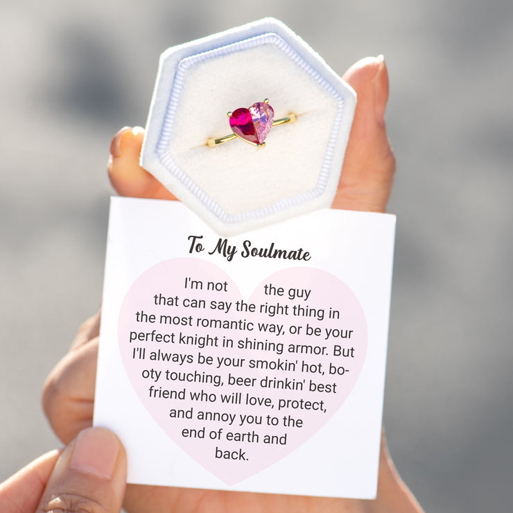 To My Soulmate Pieced Heart Ring