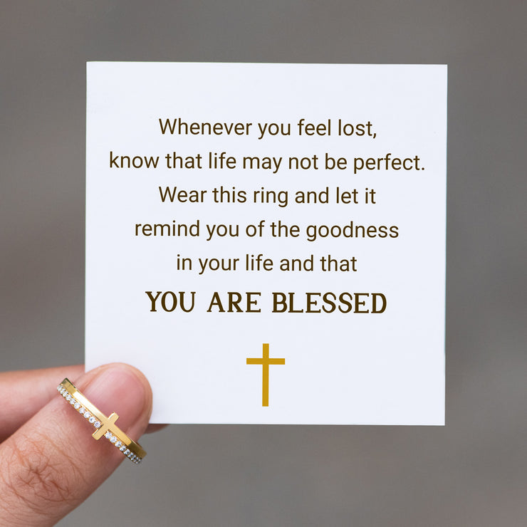 You Are Blessed Golden Cross Ring