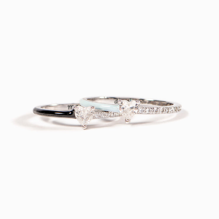 Half Enamel Heart-Cut Rings