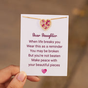 For Daughter Broken Pieces Pink Heart-Shaped Necklace