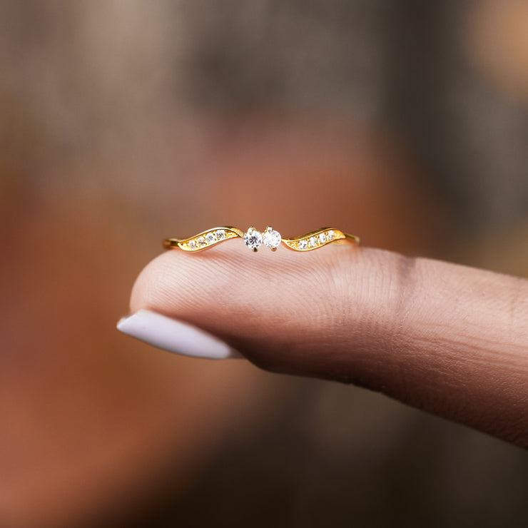 Sticking Rings Sticking With You Double Stone Wavy Ring
