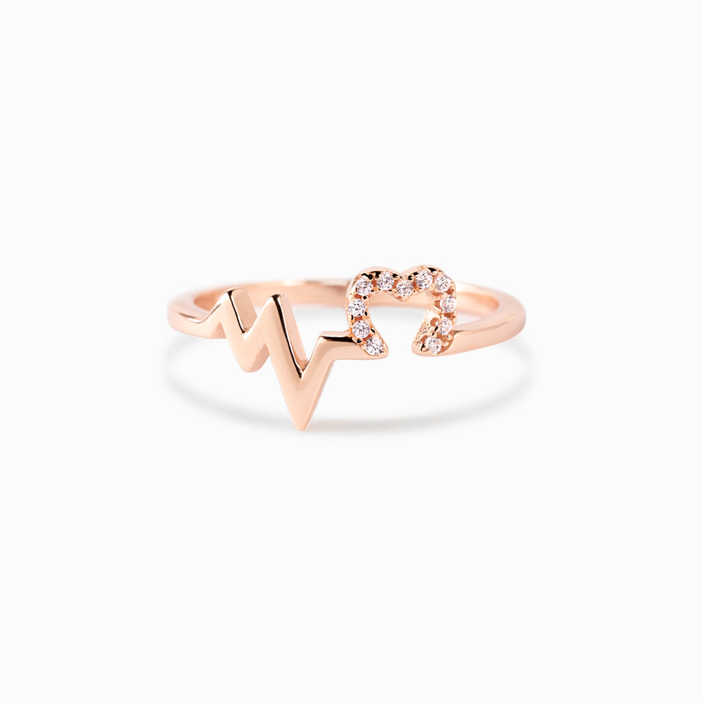 Dainty White Gold Heartbeat Ring | Heartbeat Rings