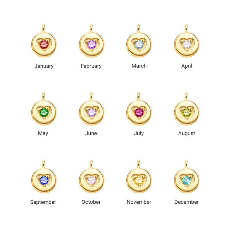 1-6 Birthstones Heart Charm Necklace