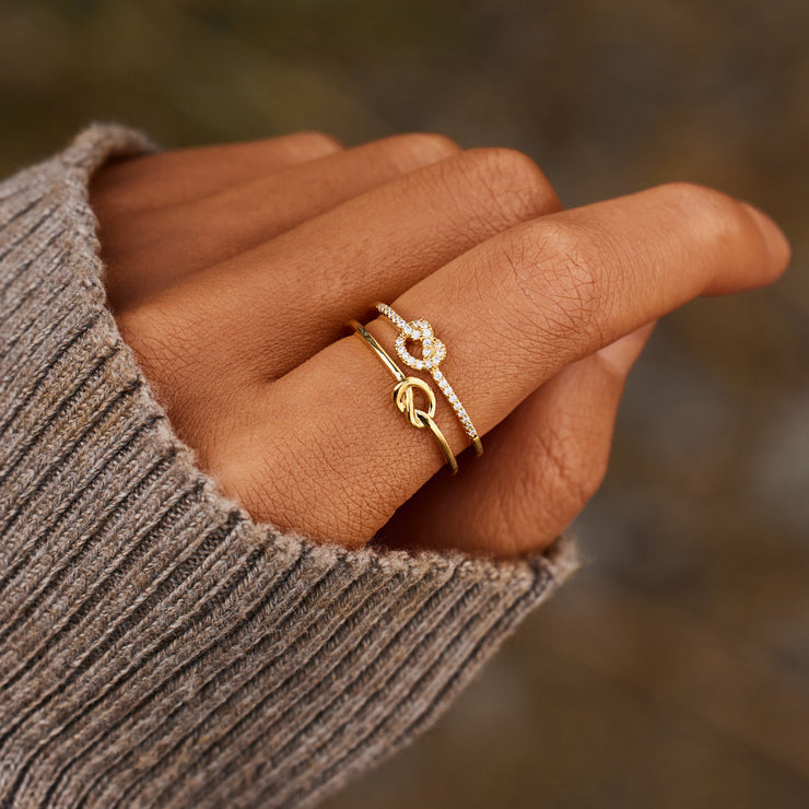 Mom I Love You Double Row Knot Ring