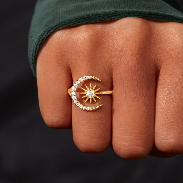 Crescent MOON and STAR Ring 💍 CZ | Moon and star ring, Diamond crescent  moon, Star ring