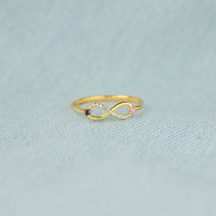 2 Stone Birthstone Infinity Ring