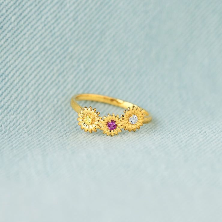 2-6 Birthstones Sunflower Ring