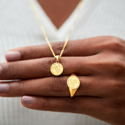 Engraved Initial Signet Ring And Necklace Set