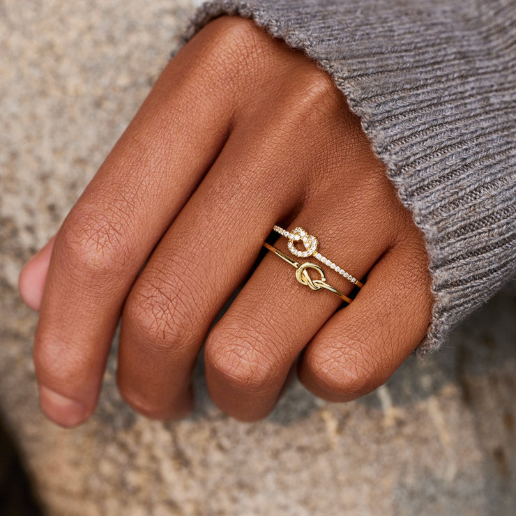 Mom I Love You Double Row Knot Ring