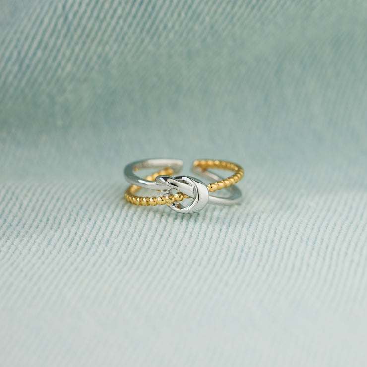 Double Band Heart Knot Ring