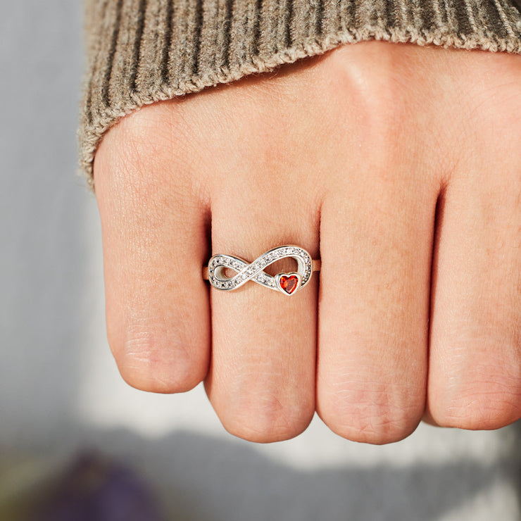 Our Love Travels On Forever Heart Infinity Ring