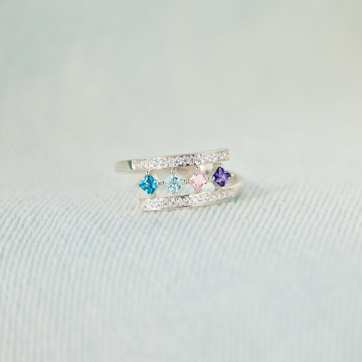 1-8 Princess-Cut Birthstones Wrap Ring