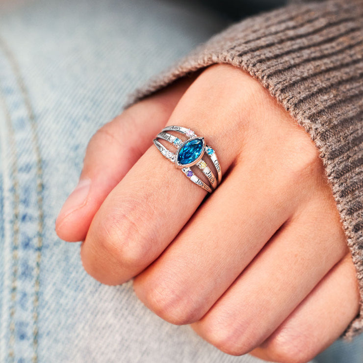 1-8 Names & Birthstones Marquoise Ring