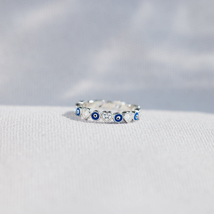 Heart&Evil Eye Ring Band