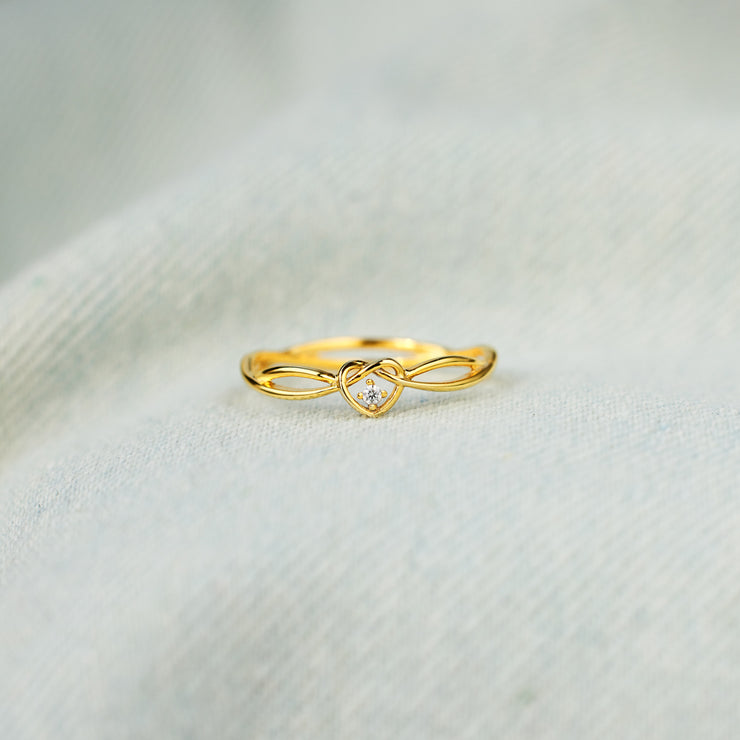 Golden Heart Knot Ring