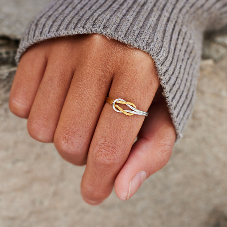 Two-Tone Square Knot Ring