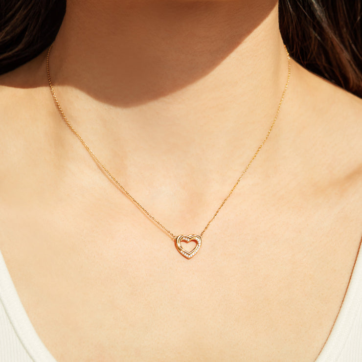 pave linked hearts necklace