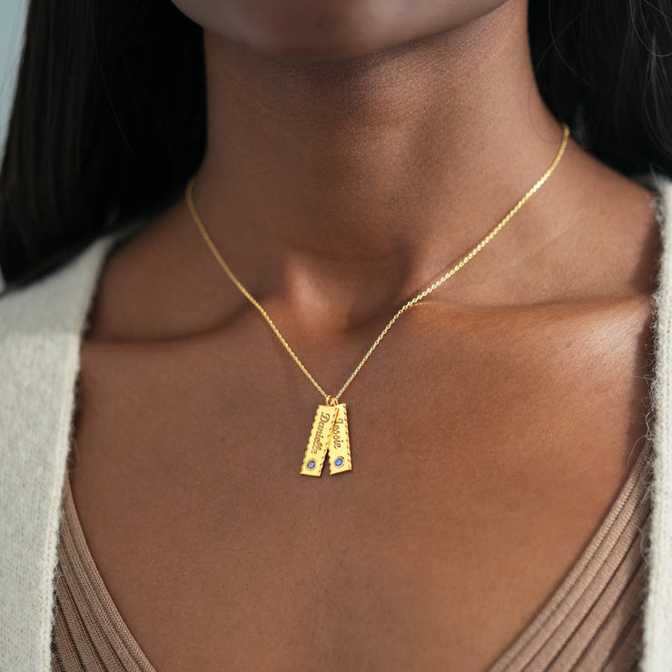 Bar Name Necklace With Birthstone