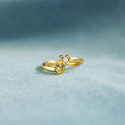 Double Heart Birthstone Ring