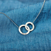Together Forever Interlocking Engraved Name Necklace-Perfect Gift for Wife/Her