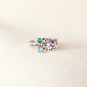 1-4 Names&Birthstones Wrap Ring