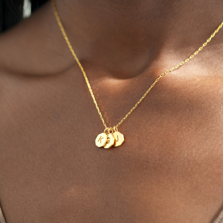 1-6 Charms Octagon Disc Initial Necklace