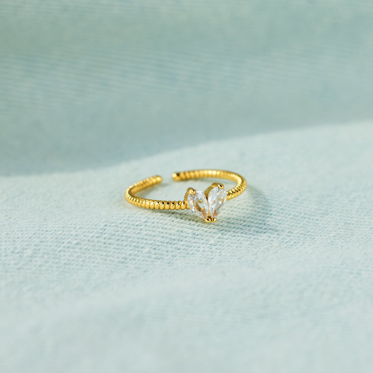 Pear Stone Heart Ring