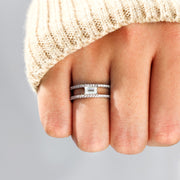 Square Cut Pave Double Band Ring