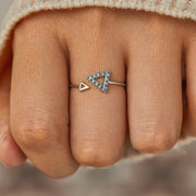 Aquamarine Blue Triangle Ring - We Are Like a Really Small Tribe