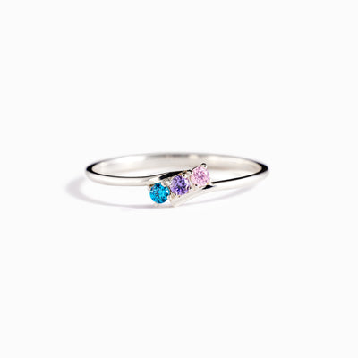 Personalized 1-6 Birthstones Bypass Ring