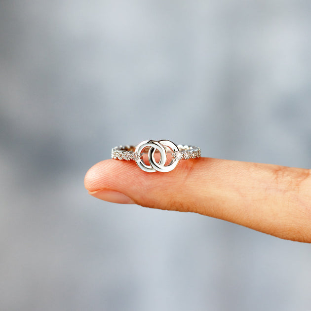 Baby Interlocking Rings Mother & Daughter Forever Linked Pavé Interlocking Ring