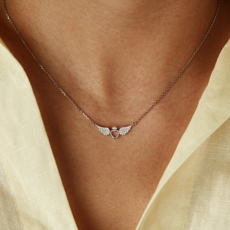Heart and Angel Wings Necklace-Spread Your Wings And Fly 