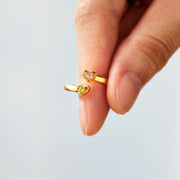 Double Heart Birthstone Ring