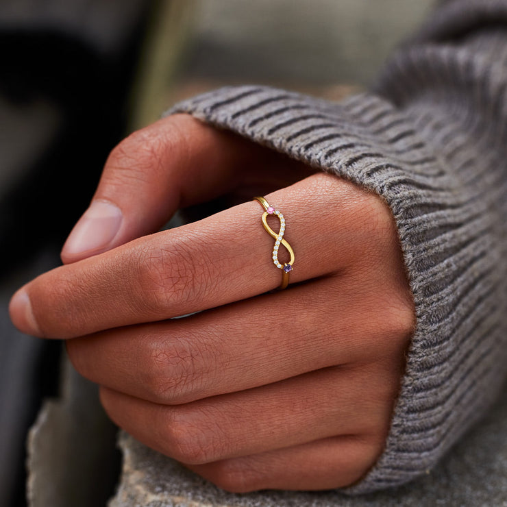 2 Stone Birthstone Infinity Ring