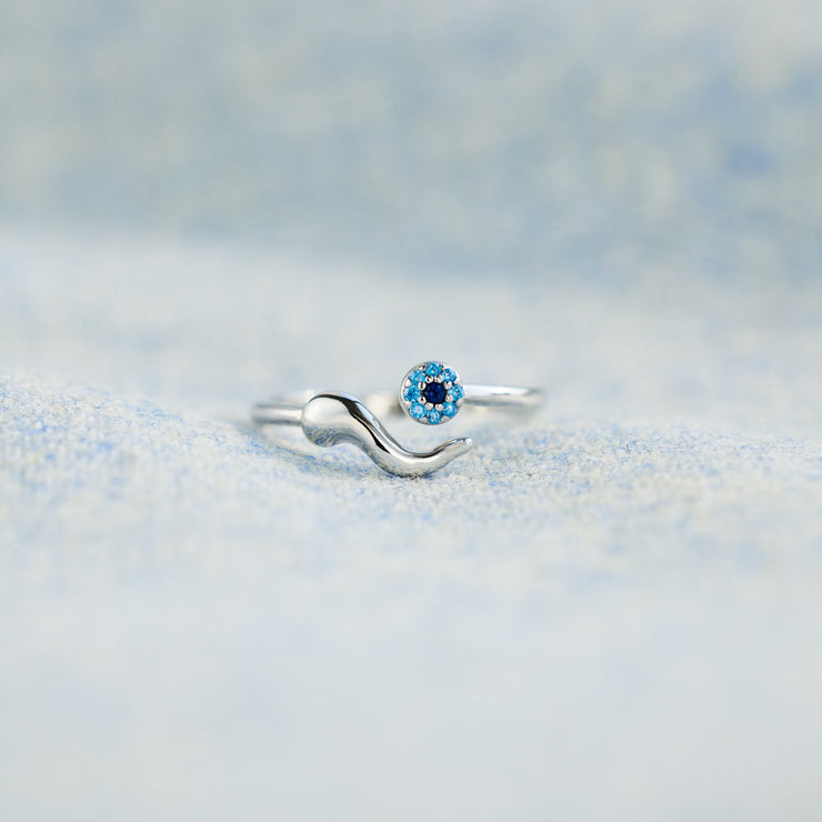 Italian Horn Evil Eye Ring