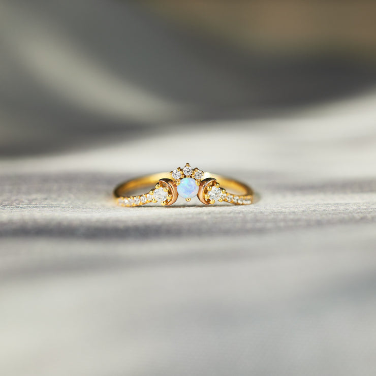 Double Moon Opal Ring
