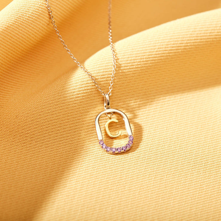 Personalized Birthstone Initial Necklace