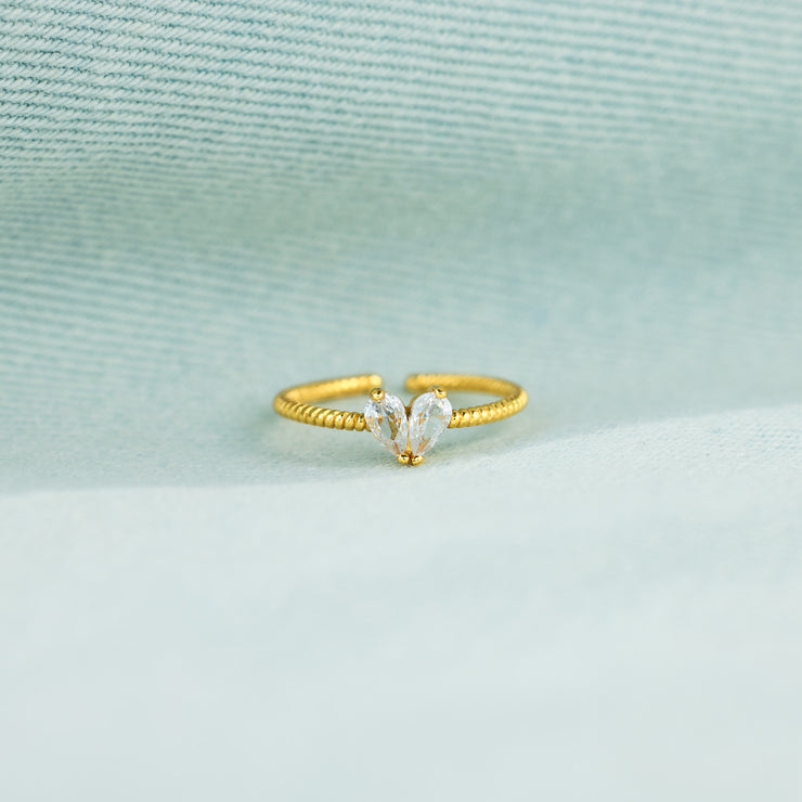 Pear Stone Heart Ring