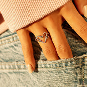 For Mom & Daughter Heart Wire Ring
