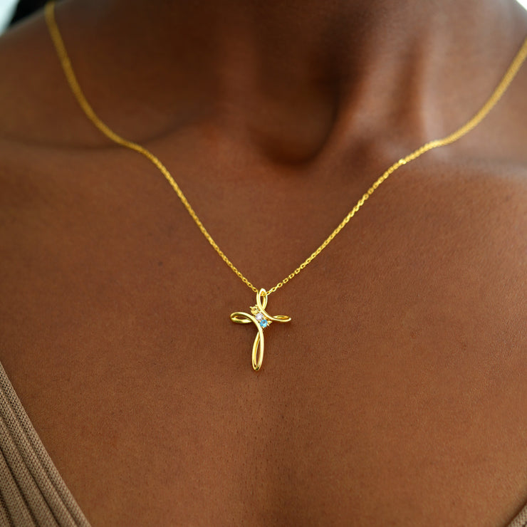1-6 Birthstones Infinity Cross Necklace