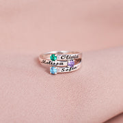 1-4 Names&Birthstones Wrap Ring