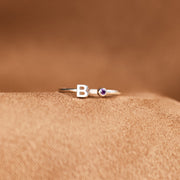 Initial&Birthstone Open Ring